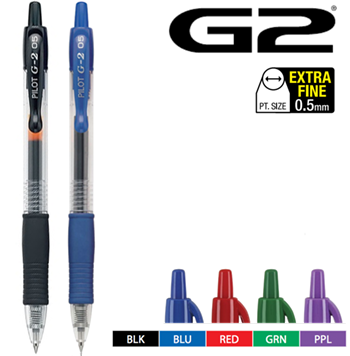 Pilot BL-G2-5 0.5mm Extra Fine Retractable Gel Rollerball Pens Black 